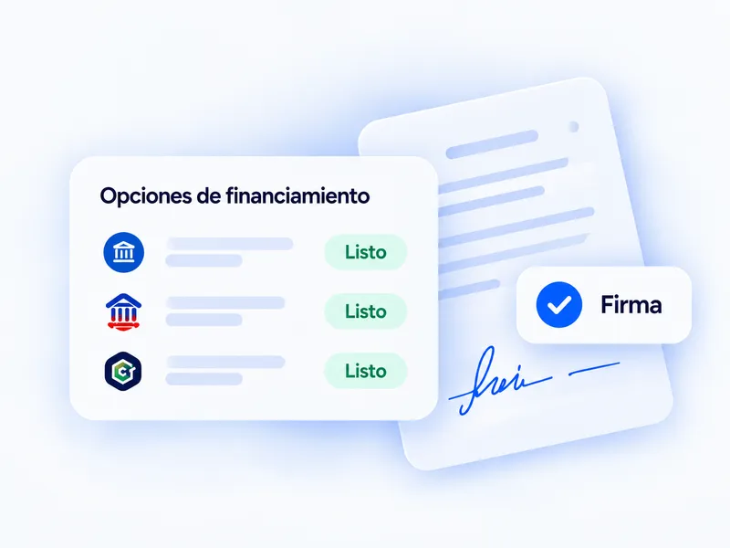 Opciones de financiamiento listas y un contrato con firma